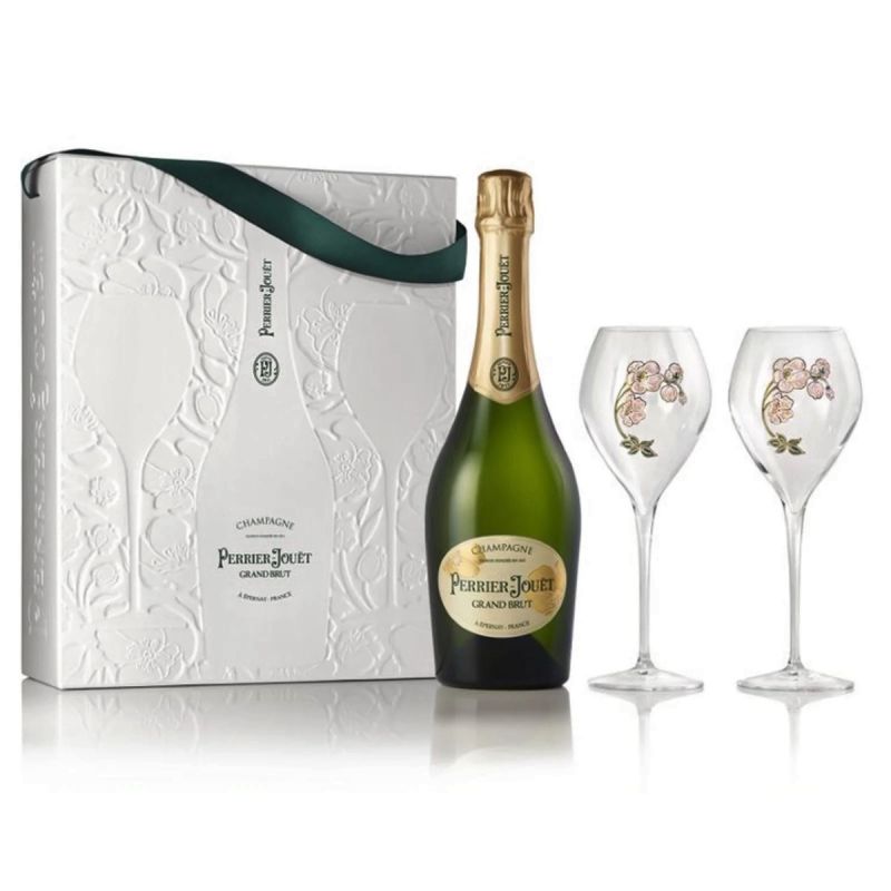Perrier Jouet Grand Brut NV 750 mL Gift Box with Flules x 2 巴黎之花 特級幹型香檳 無年份 連香檳杯X2 禮盒