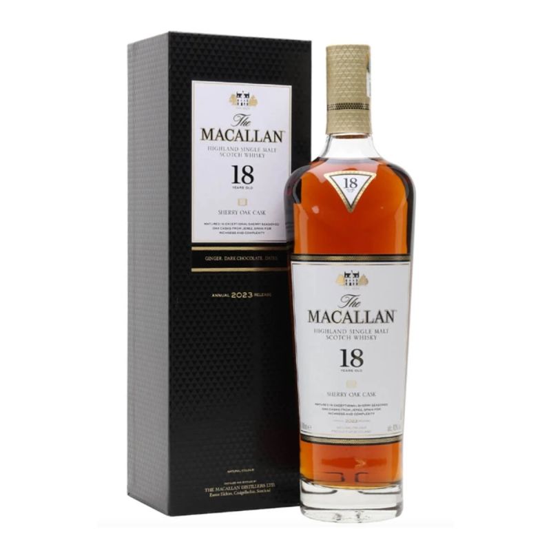 The Macallan 18 Years Old Highland Single Malt Scotch Whisky Sherry Oak Cask 700ml 麥卡倫18年雪莉桶威士忌