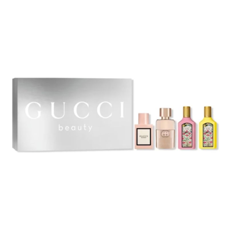 GuGucci Ladies Mini Perfume Gift Set Silver Box 5ml*4 (Guilty/ Orchid/ Gardenia/ Bloom) 女士迷你香水禮盒套裝(銀盒) (罪愛/香草蘭/梔子花/花悅)
